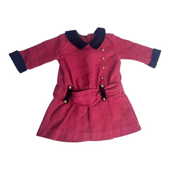 American Girl Rebecca Doll Dress Meet Outfit Accessory Tweed Velvet Red Black - Picture 1 of 4